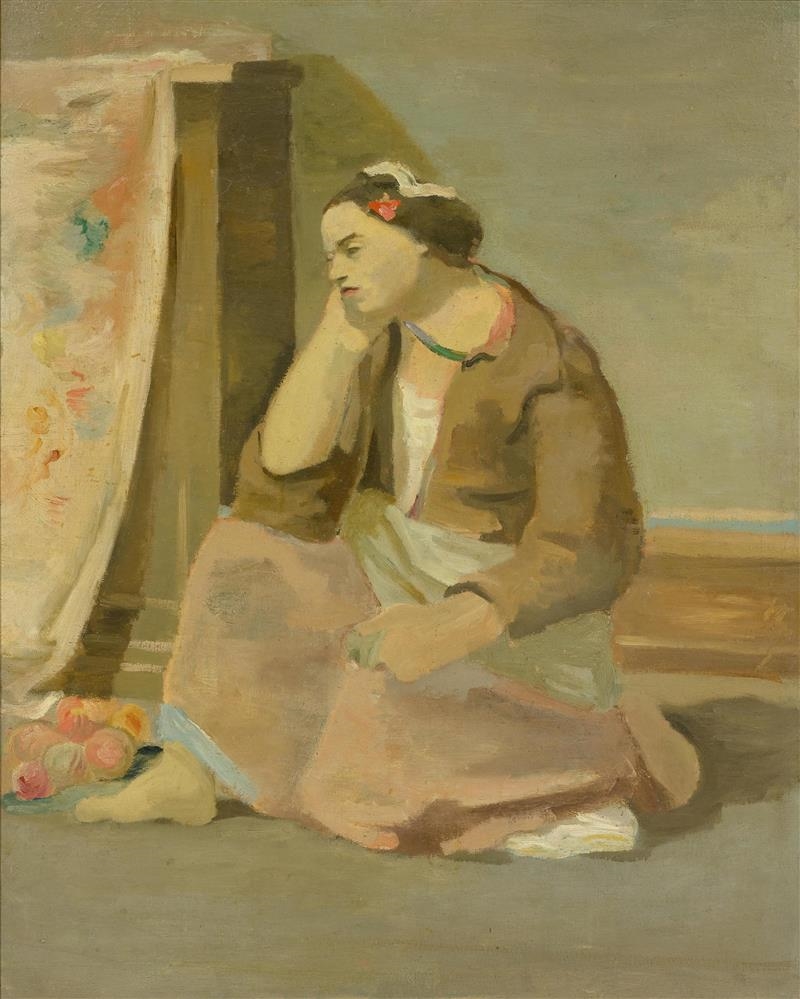 Artwork by Max Gubler, Kneeling girl, Zurich, Made of oil on canvas