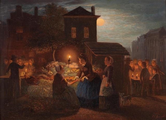 The vegetable vendor by Pieter Geerard Sjamaar