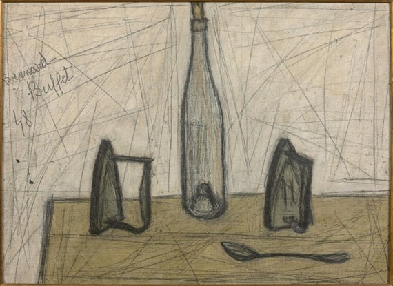 Bernard Buffet | Nature morte au verre et à la branche morte (1950