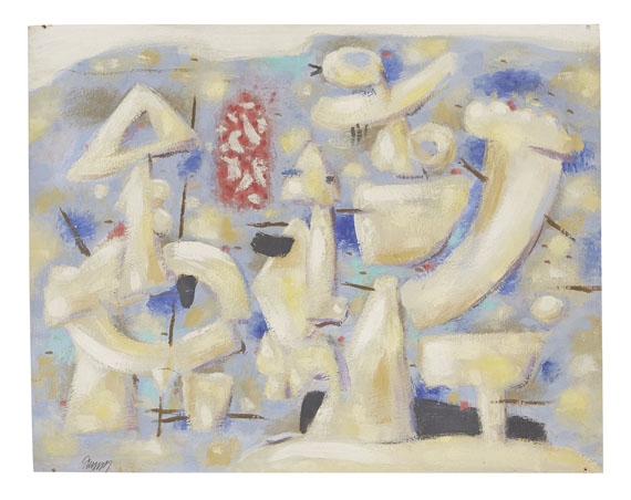 Figuren auf Blau by Willi Baumeister, 1950
