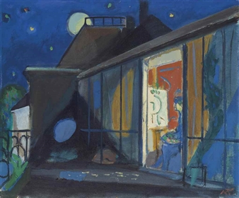 Maler-Atelier bei Vollmond - Max Truninger