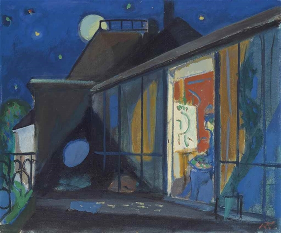 Maler-Atelier bei Vollmond by Max Truninger, Circa 1955