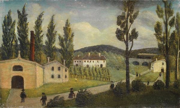Artwork by Henri Rousseau, Paysage avec des promeneurs, Made of Oil on canvas