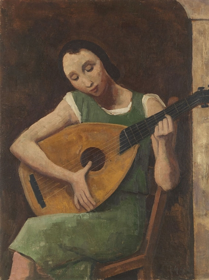 Mädchen mit Laute by Karl Hofer, 1945
