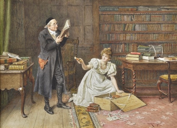 George Goodwin Kilburne | Gentleman and Lady in the Library | MutualArt