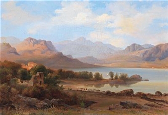 Romantic Lakeland Landscape - Johann Friedrich Stock
