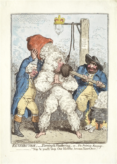 Retribution; Tarring & Feathering; or the Patriot's Revenge by James Gillray, 1795