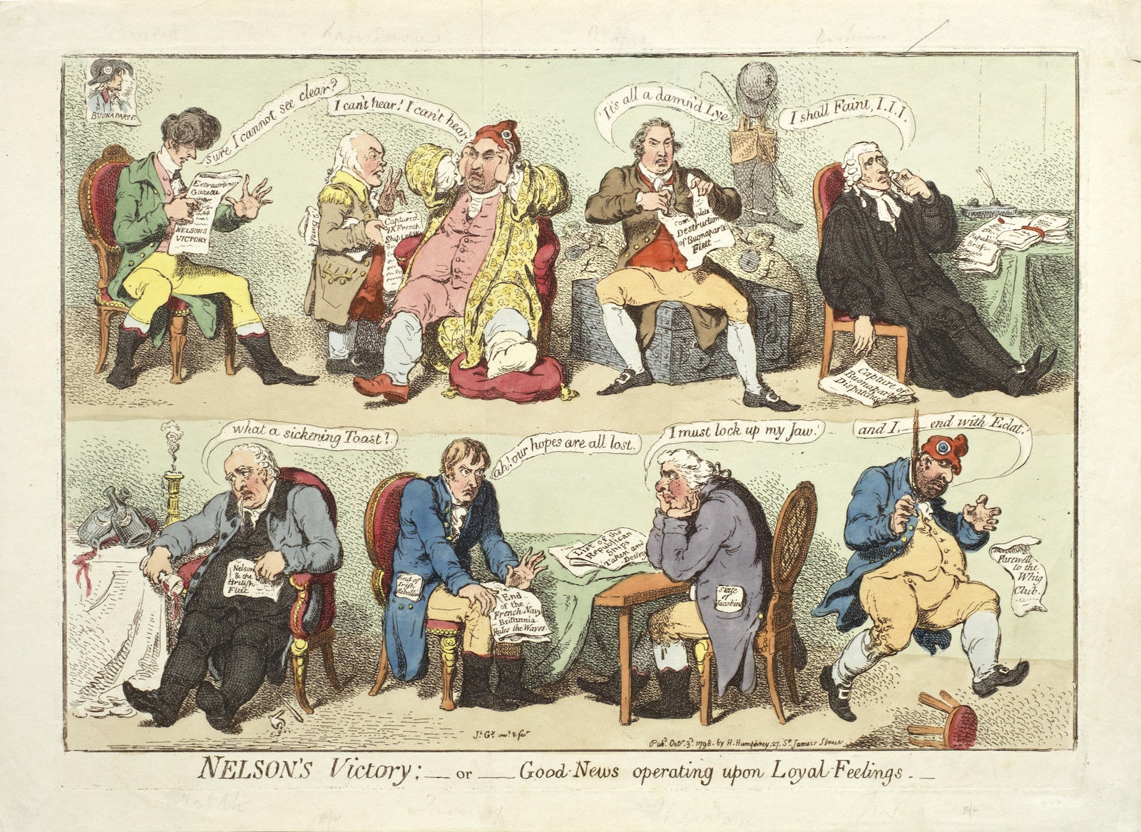 Artwork by James Gillray, The Zenith of French Glory, Made of Etching with hand colouring