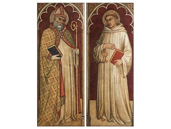 Pair of paintings  SAINT ROMUALDO  and  SAINT ALBERT OF MONTALCETO - Martino di Bartolomeo di Biago