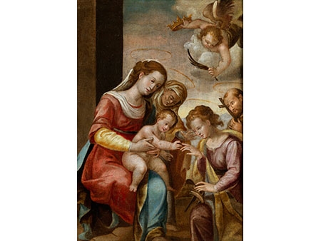 THE MYSTICAL MARRIAGE OF SAINT CATHERINE AND THE CHRIST CHILD by Italian School, 16th Century