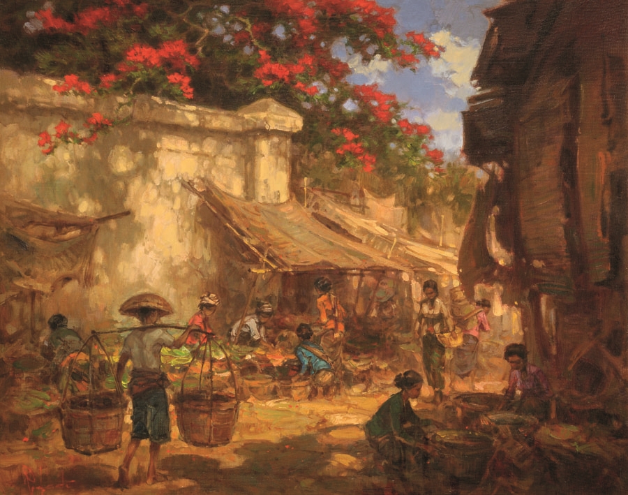 Artwork by R. Hadi, Pasar, Made of Oil on canvas