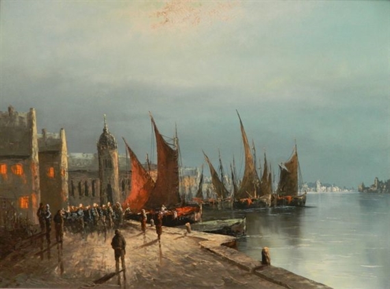 Venitian Harbor by Ludwig Muninger