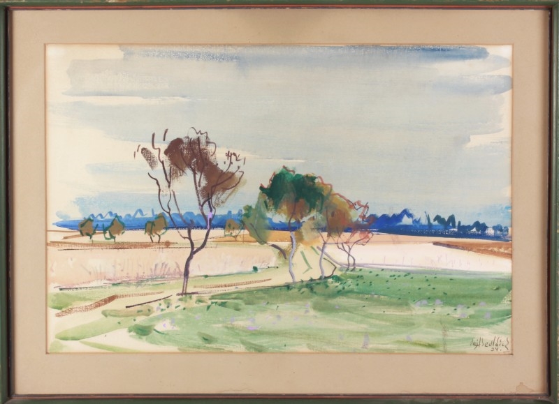 Artwork by Vojtěch Sedláček, Landscape, Made of tempera, canvas