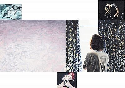 Artwork by Ditte Ejlerskov, Towards the light, Made of Oil on five screens