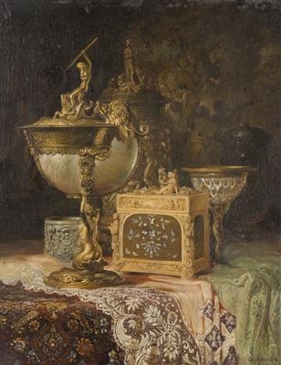Still Life with Cup and Jewellery Box by Ludwig Augustin