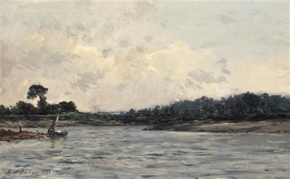 Paysage à la barque by Karl Pierre Daubigny, 1885