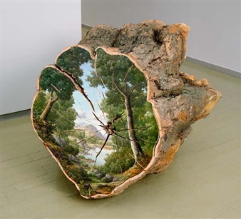 Alison Moritsugu Paints Forested Scenes On Logs That Romanticize And Lament Nature