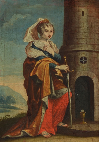 Saint Barbara, with sword and chalice by German School, 18th Century, 18th century