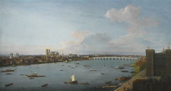 LONDON, A VIEW OF THE CITY OF WESTMINSTER OVER THE RIVER THAMES FROM LAMBETH by Antonio Joli de Dipi