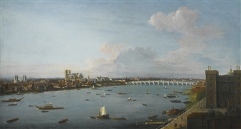 LONDON, A VIEW OF THE CITY OF WESTMINSTER OVER THE RIVER THAMES FROM LAMBETH - Antonio Joli de Dipi