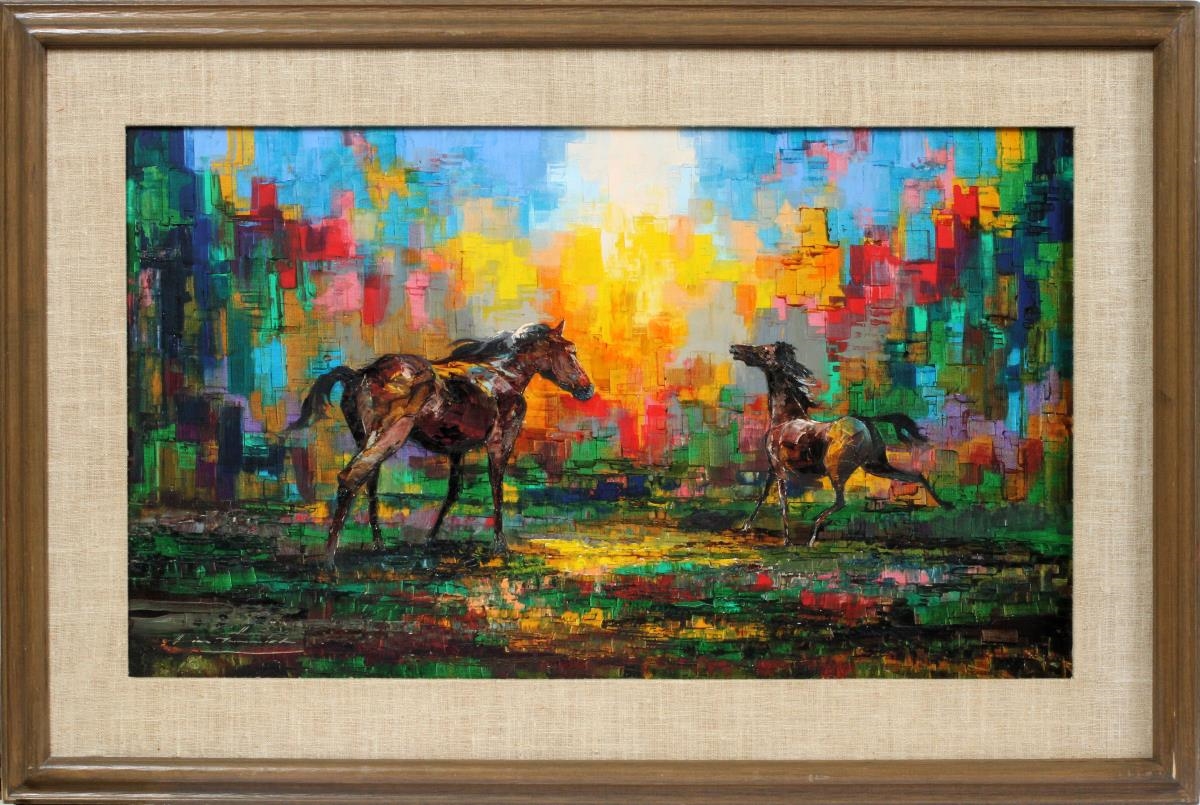 Artwork by Heinz Munnich, Horses, Made of oil on canvas
