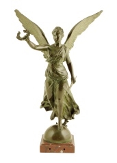 Model of Victory, Holding a Laurel Wreath and a Palm Branch and Standing on a Globe by Laurent-Honoré Marqueste, Late 19th century