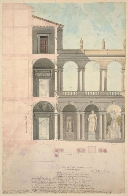 Artwork by Auguste Quantinet, Ensemble d'environ 132 dessins d'architecture regroupés dans deux portfolios, Made of Pen and black ink, watercolor over pencil stroke
