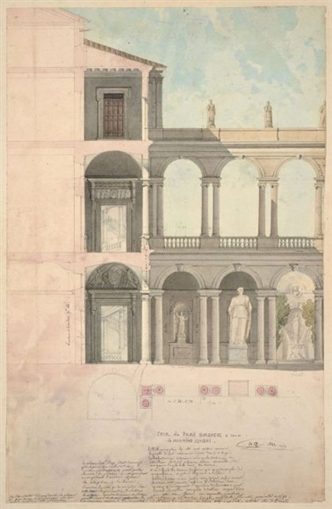Ensemble d'environ 132 dessins d'architecture regroupés dans deux portfolios - Auguste Quantinet
