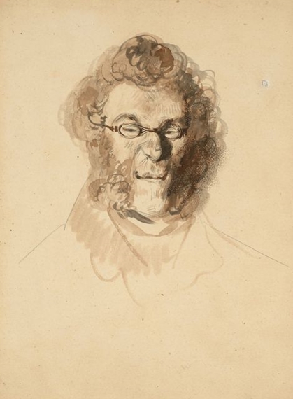 Etude de visage d'homme aux lunettes by Eugène Delacroix