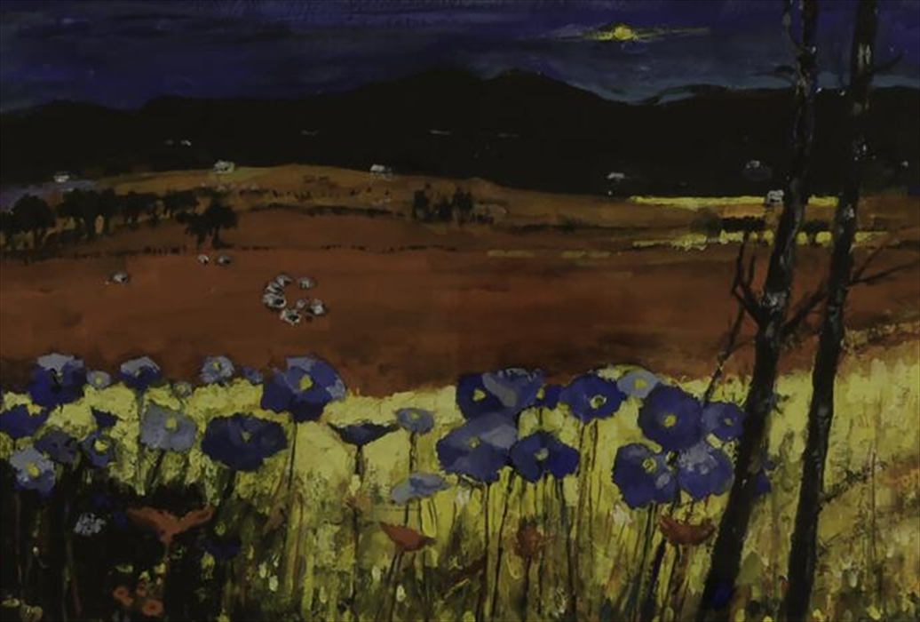 Artwork by John Findlay, ARRAN LANDSCAPE - HOMAGE TO HAMISH MACDONALD, Made of gouache