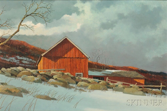 The Red Barn, Last Light of Day by Eric Sloane