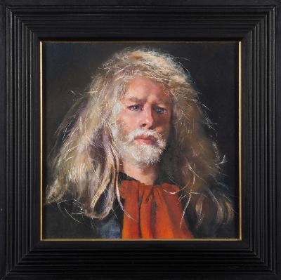 Self-Portrait with Red Scarf by Robert Lenkiewicz