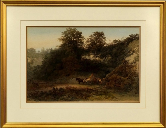 Landscape with workmen loading a cart by Sophy S. Warren