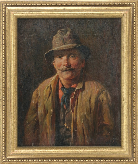Half-length portrait of author Joseph C. Lincoln in hunting clothes by Lemuel D. Eldred