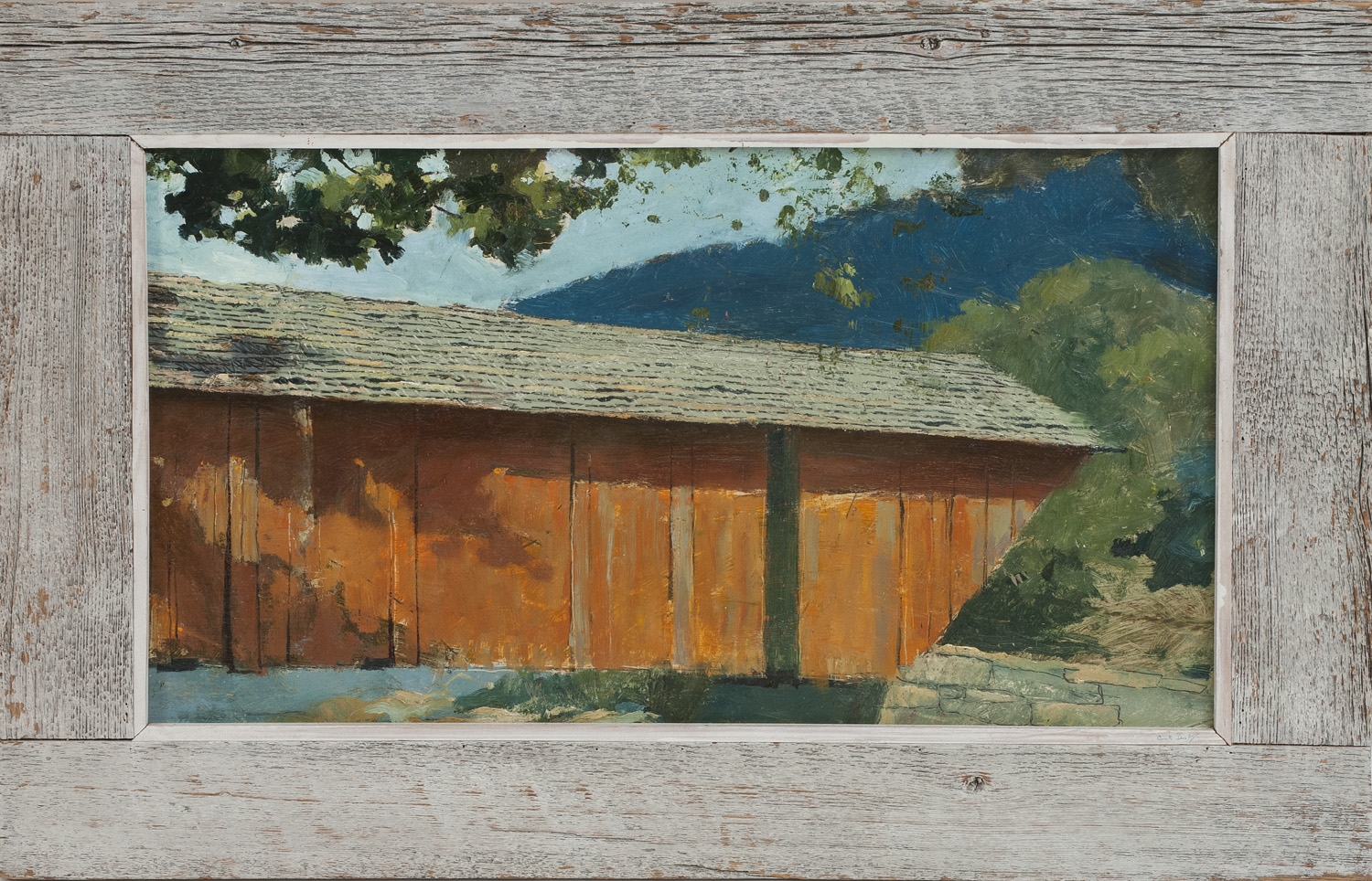 Artwork by Eric Sloane, Covered bridge, Made of Oil on board