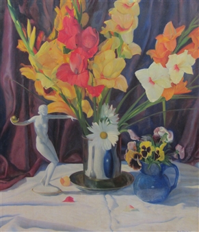 Still Life Flowers and Statue - Erick Gleave