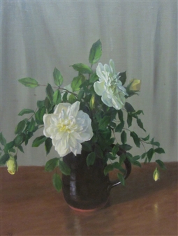 Still Life White Roses in a Jug - Stanley Vickerman