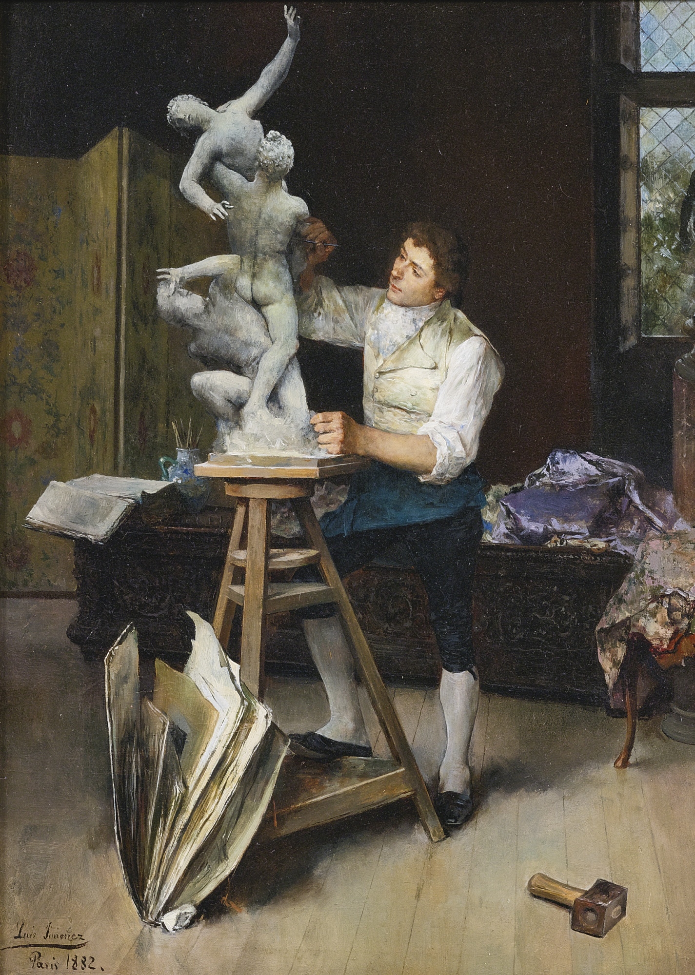 Artwork by Luis Jiménez y Aranda, THE SCULPTOR, Made of oil on panel