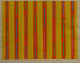 2  Works:  New Day, Untitled (Vertical Lines) - Martin Canin