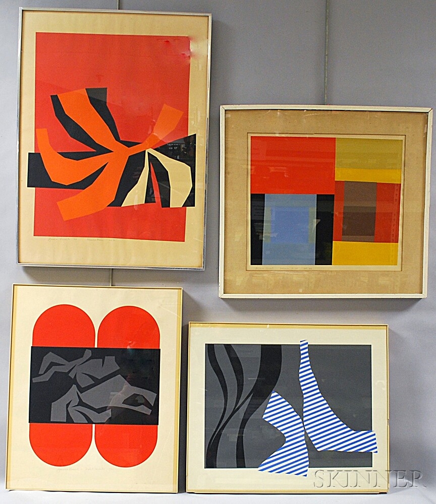 Harold Krisel 4 works Volute and Stripes, Split Oblates, Plumed Form