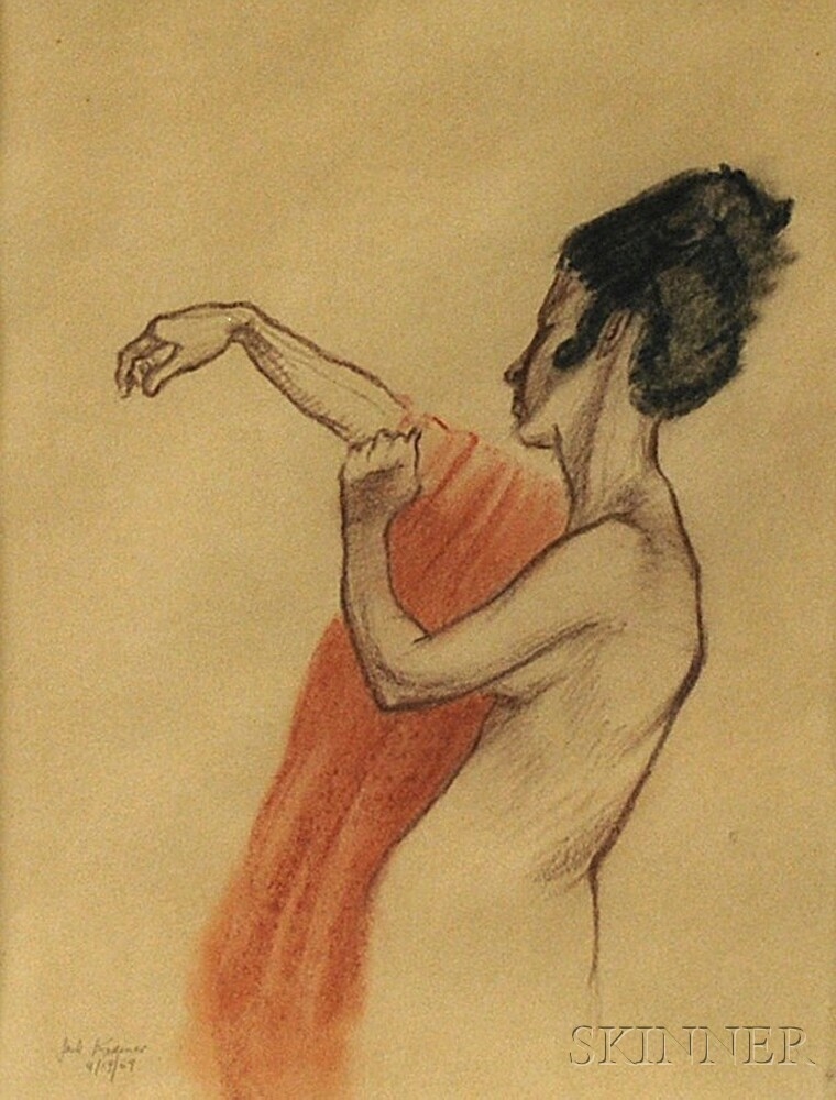 Artwork by Jack N. Kramer, After the Bath, Made of Pastel on paper