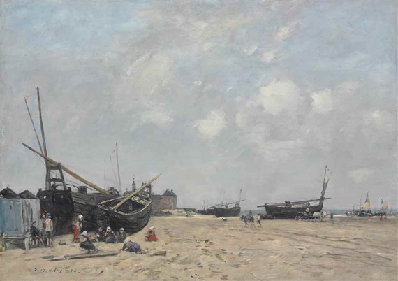 ウジェーヌ・ブーダンLAVEUSES AU BORD DE LA TOUQUES Fichier:Eugène Boudin - Laveuses au bord de la Touques (1885