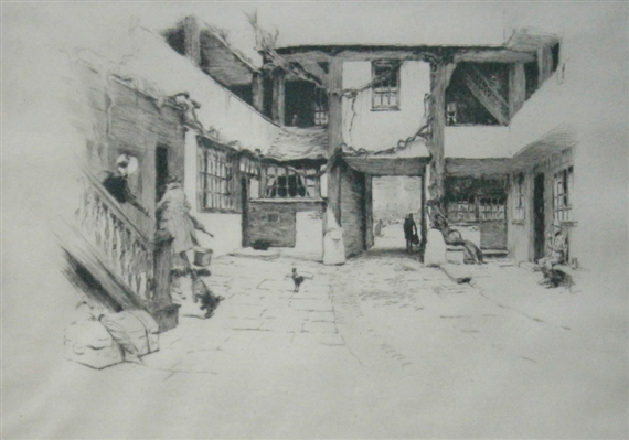 2 works: The Bell Inn Waltham,  The New Inn Gloucester by Cecil Aldin