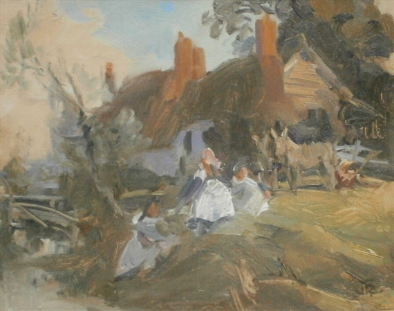 Children playing by John R. Townsend