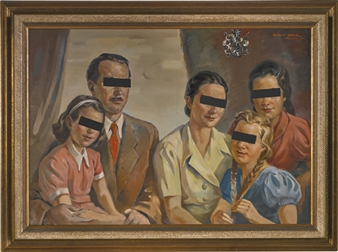 OLD PAINTING, WITZ FIVE PERSONS, WITZ BLACK BARREL OVER THE EYES - Hans-Peter Feldmann