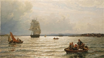 Along the Coast. Gude and his students around 1870 - The National Museum in Oslo
