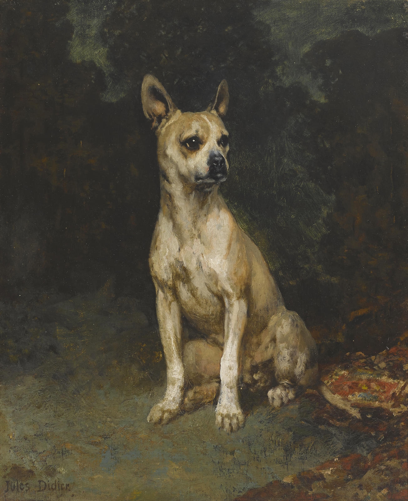 Artwork by Jules Didier, Seated French Bulldog, Made of oil on canvas