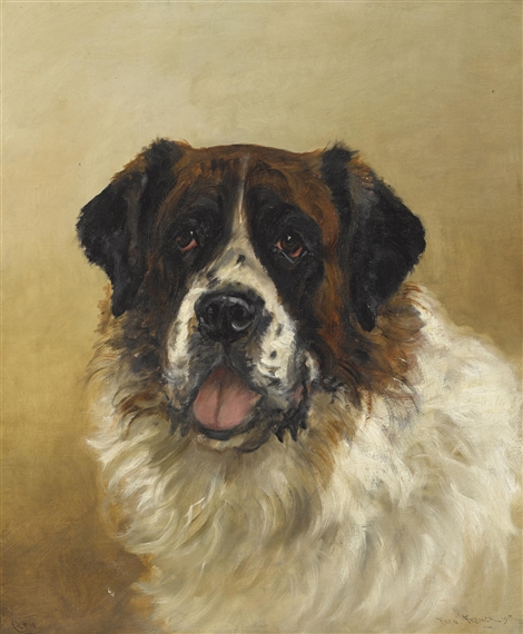 Portrait of Cefn, a Saint Bernard by Frederick French, 1915