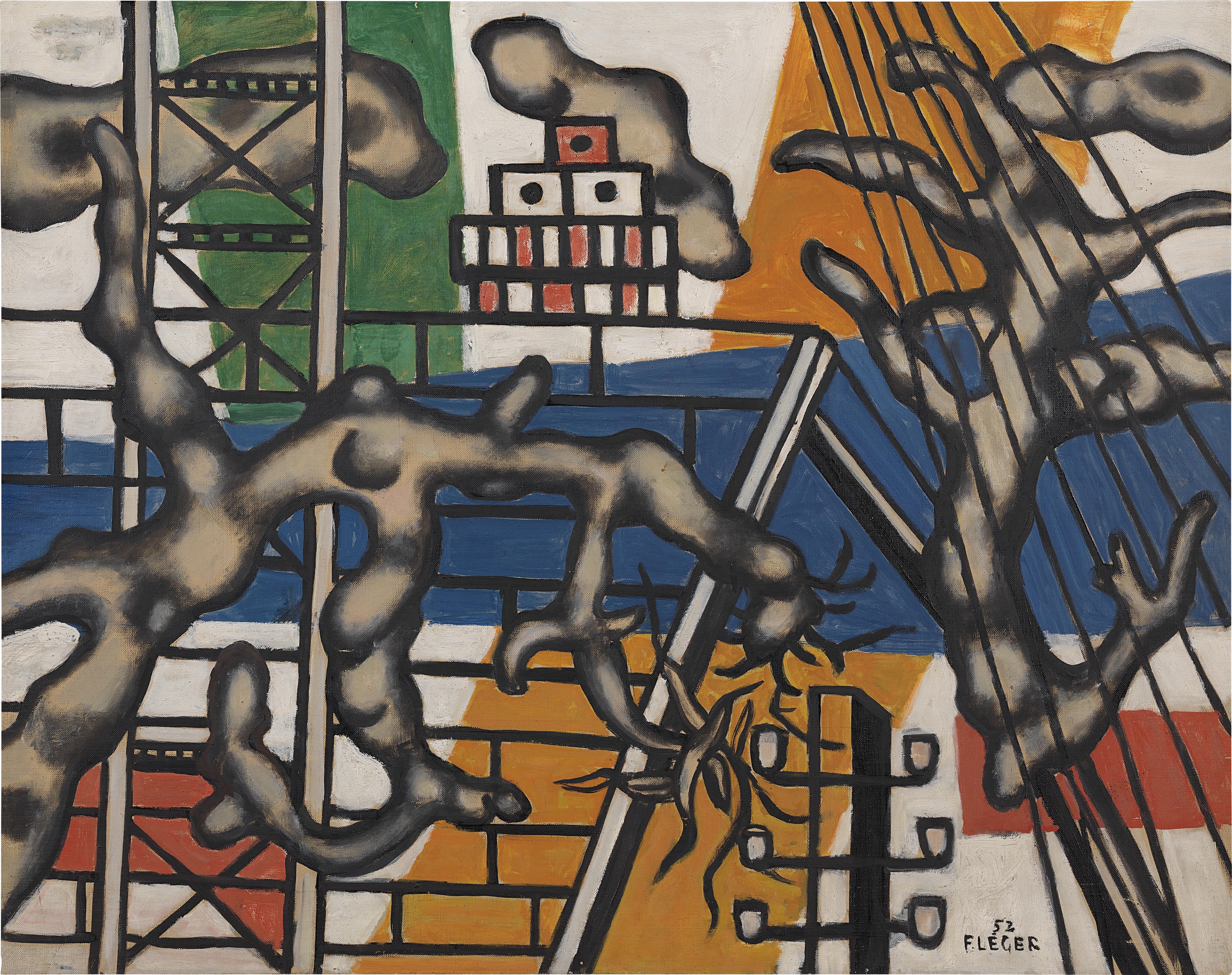 Fernand Léger | La Joie de vivre sur fond rouge (1953) | MutualArt