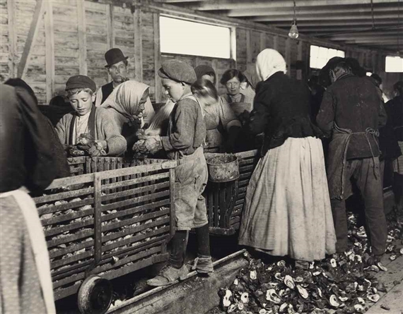Shucking Oysters by Lewis Hine, 1911